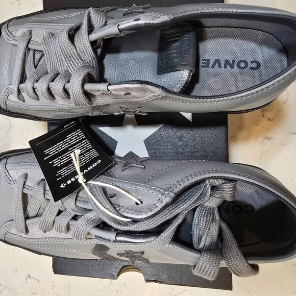 Converse Star Player 76 Ox Leather Gray Black Men's Shoes A12406C SIZE 10 NEW - Picture 7 of 15